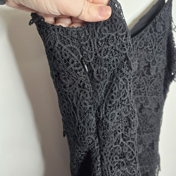 Dolce Vita Black Lace Slip Mini Dress XS V‎ Neck Spaghetti Straps - Picture 4 of 6